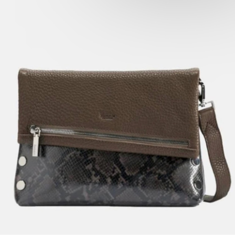 HAMMITT VIP MED OLIVINE SNAKE Leather Clutch Crossbody Bag NWT